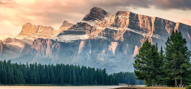 mountain face at sunrise